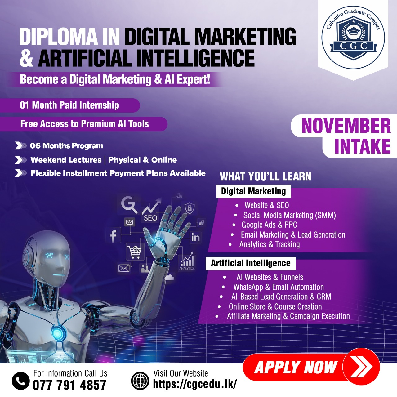 Start Your Journey in Digital Marketing & AI with Colombo Graduate Campus!