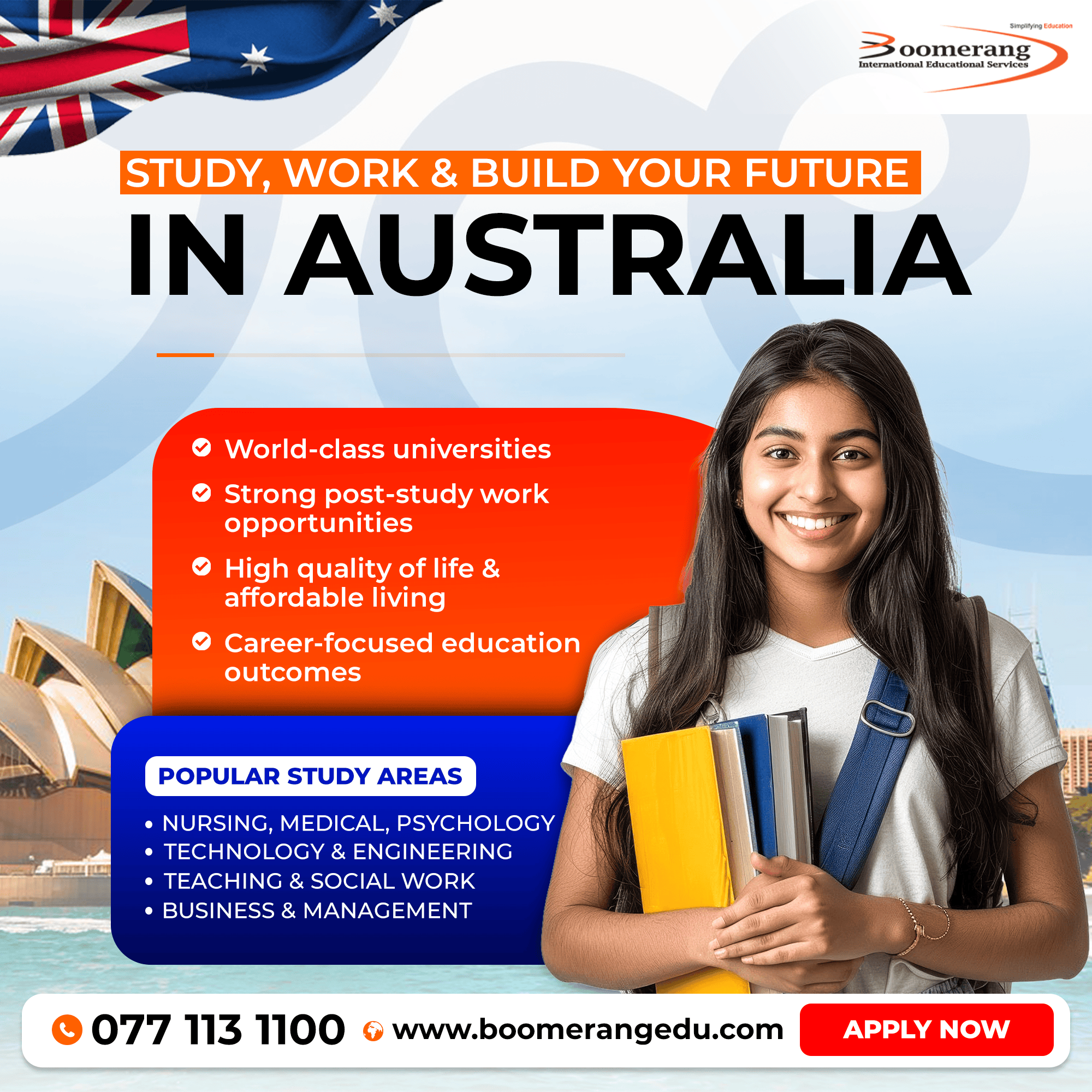 Study, Work & Build Your Future in Australia with Boomerang International!