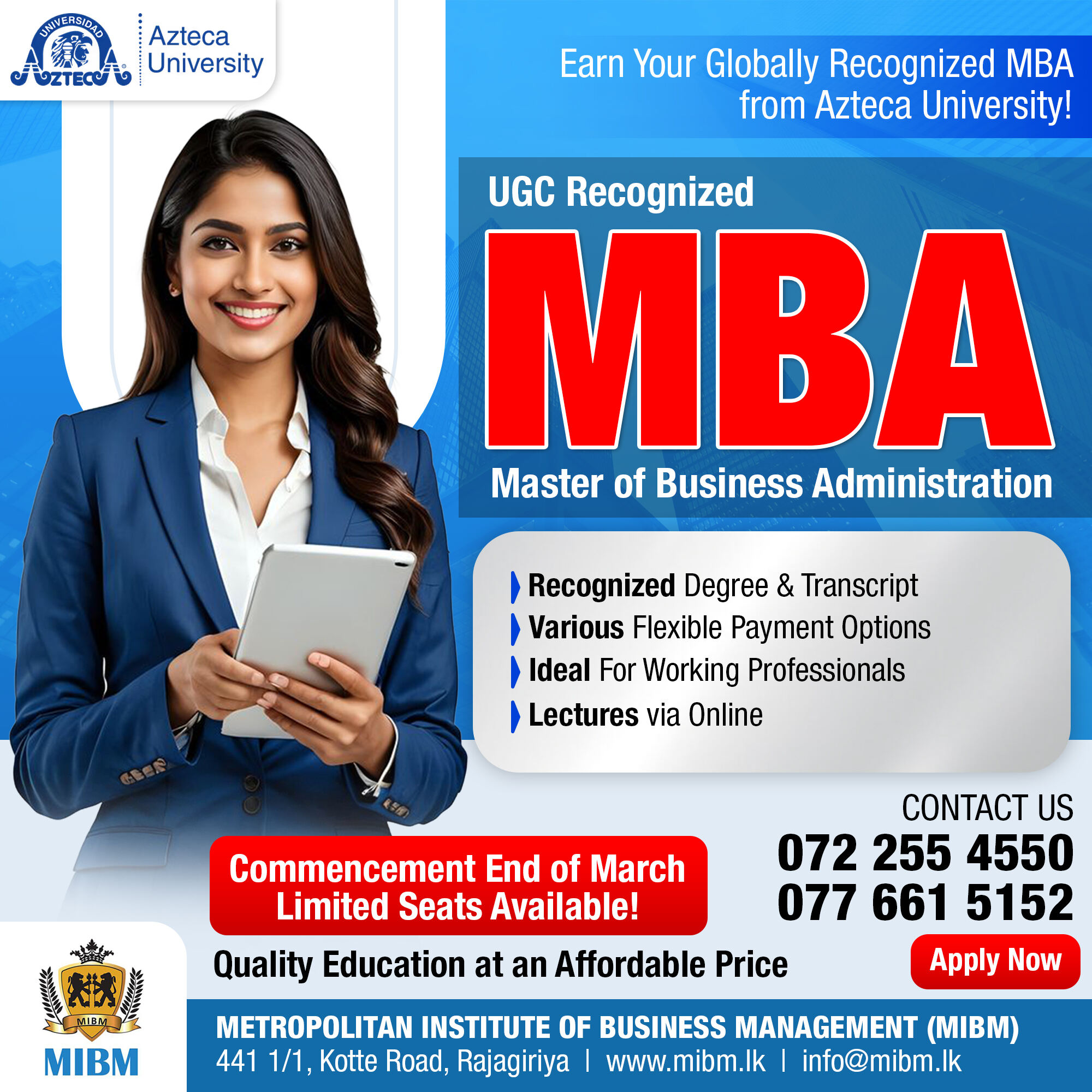 Advance Your Career with a Globally Recognized MBA!