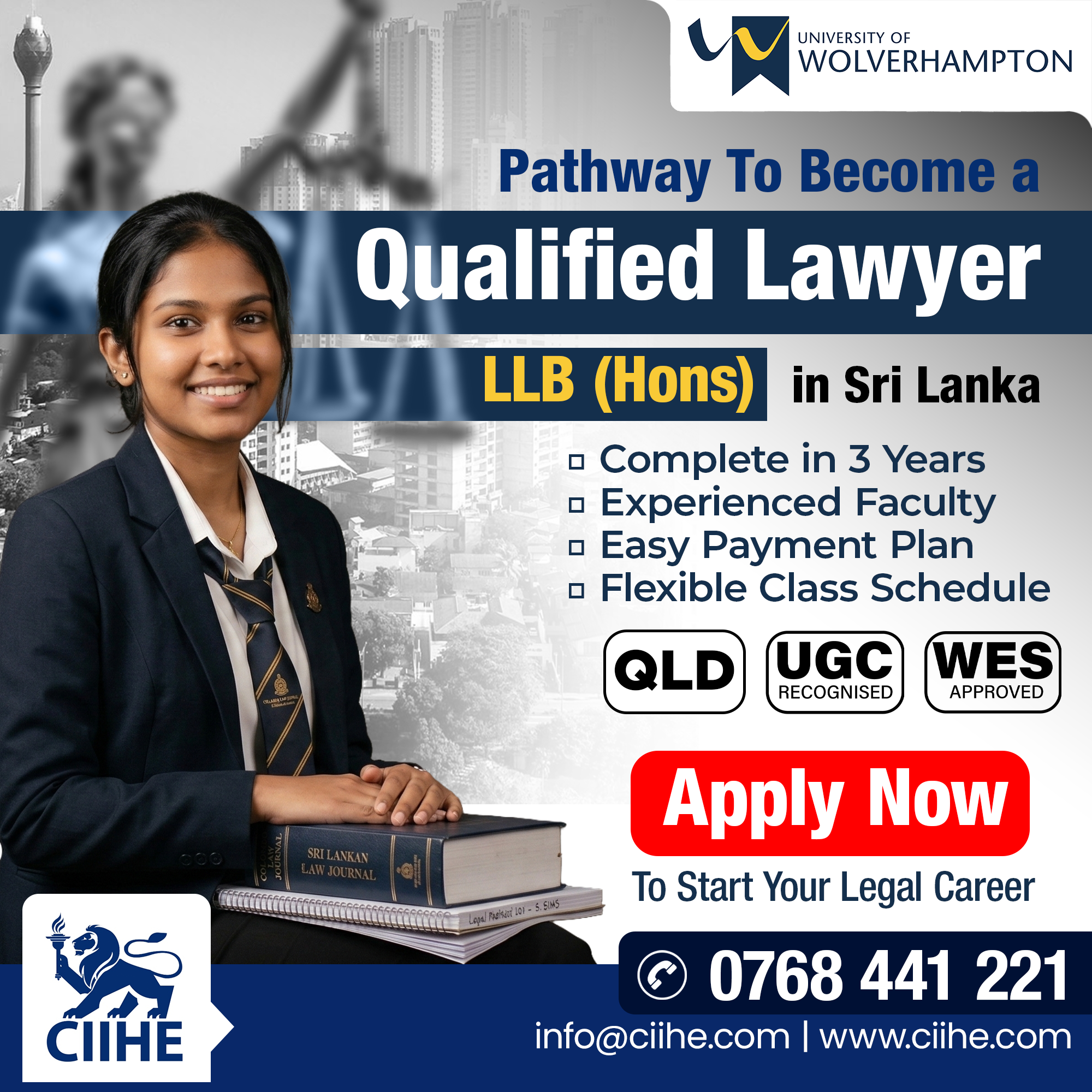 Start Your Legal Career with LLB (Hons) from University of Wolverhampton at CIIHE!