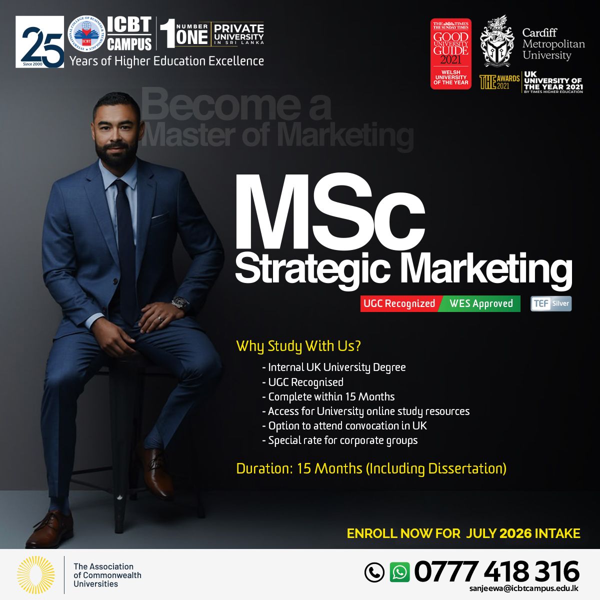 Enroll Now for the MSc in Strategic Marketing – July 2026 Intake at ICBT Campus