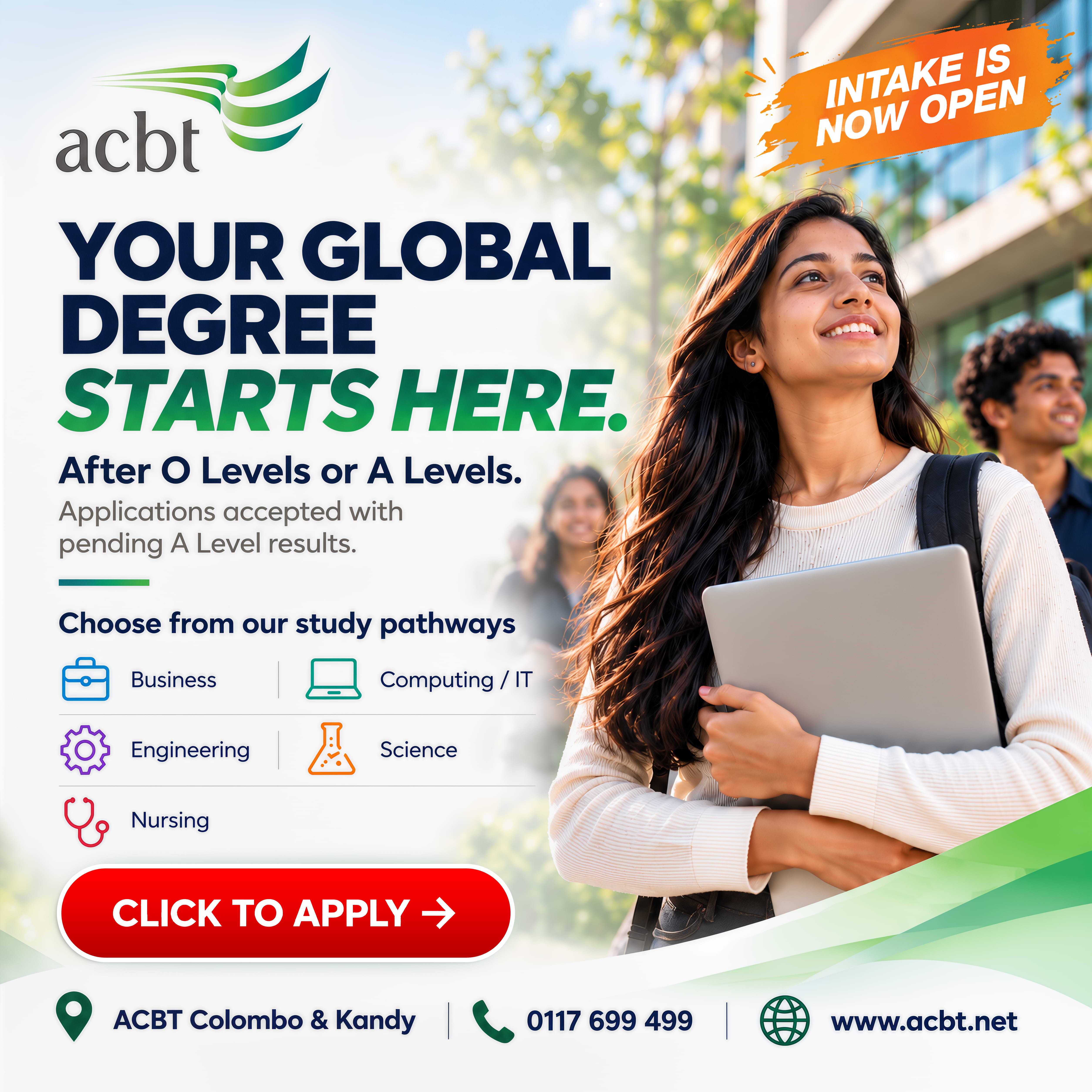 Your global degree starts here! ACBT intakes now open